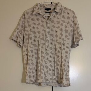 VINCE : Floral White & Grey Men's Shirt